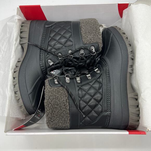 Cougar Waterproof Winter Boots Size 10 Black Quilt Carlisle Lace Up - Picture 2 of 12